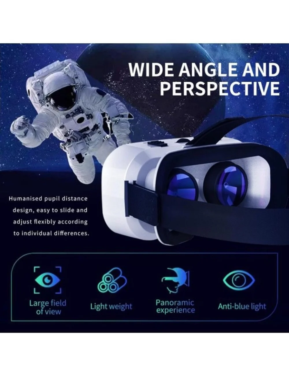 VR Shinecon White Smartphone VR Headset with Adjustable Straps